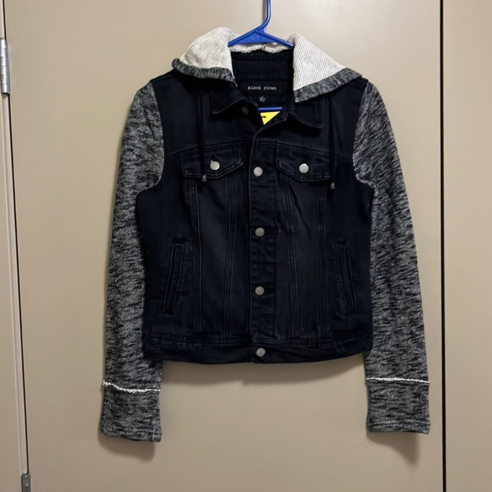 Ladies Black Denim Hoodie Jacket Size S. New!!!